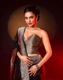 Shruti Haasan Designer 1-Minute Ready To Wear  Black Soft Banarasi Silk Saree With Impressive Blouse Piece