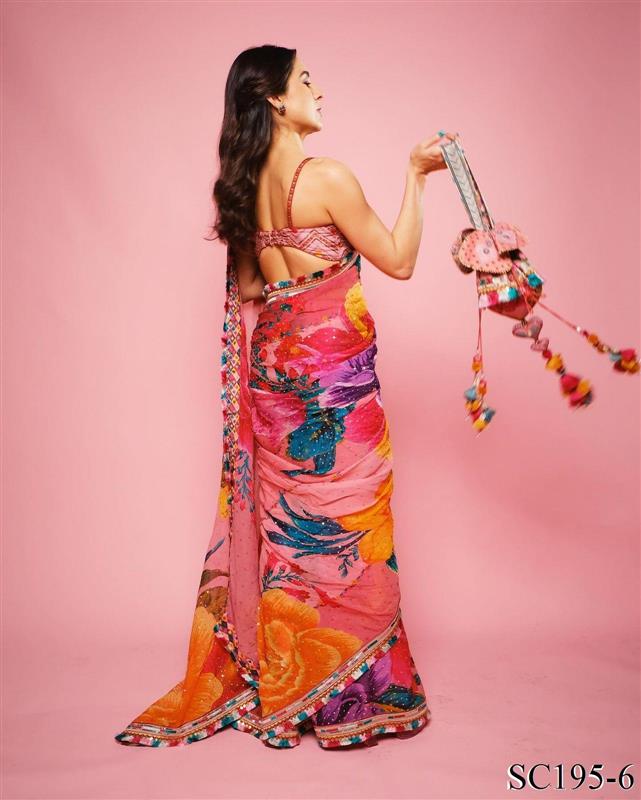 Bollywood Style Siroski Work Saree - Sara Ali Khan