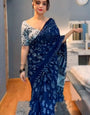 Palimpsest 1-Minute Ready To Wear Blue Cotton Saree