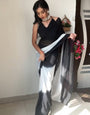 Artistic 1-Minute Ready To Wear Black And White Color Georgette Saree