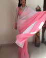 Profuse 1-Minute Ready To Wear Pink And White Color Georgette Saree