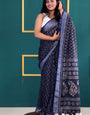 1-Minute Ready To Wear Blue Cotton Saree