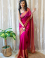 1-MIN READY TO WEAR SAREE IN PREMIUM CHIFFON SILK WITH ZARI PATTA