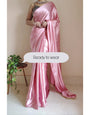 1-MIN READY TO WEAR Old Rose Satin Silk Saree With Handmade Tassels On Pallu