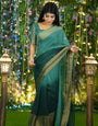 1-MIN READY TO WEAR GREEN PEDING SAREE IN PREMIUM CHIFFON SILK WITH ZARI PATTA