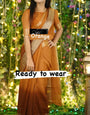 1-MIN READY TO WEAR ORANGE SAREE IN PREMIUM CHIFFON SILK WITH ZARI PATTA