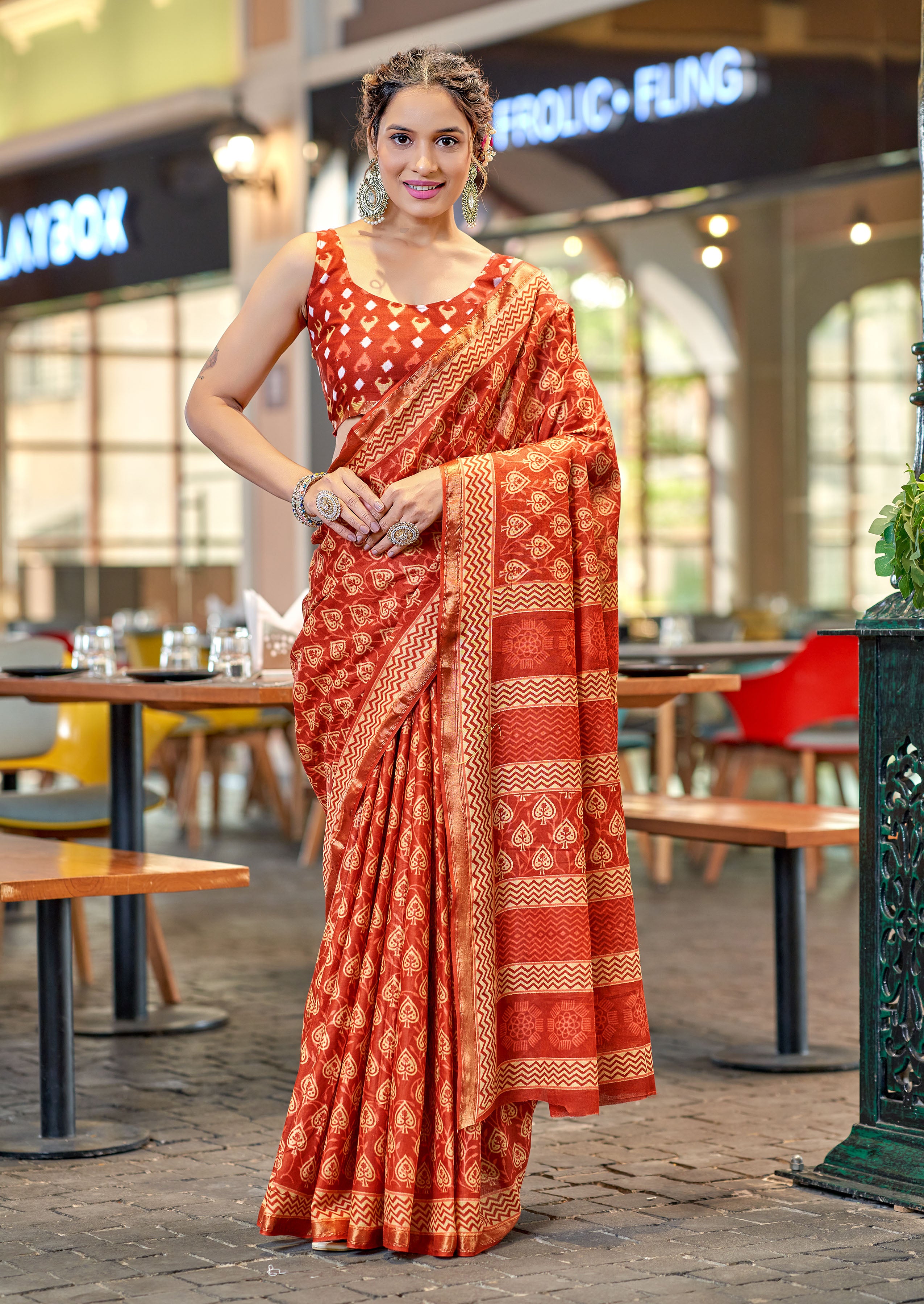 Lovely  1-Minute Ready To Wear Mul Cotton Digital Printed Saree