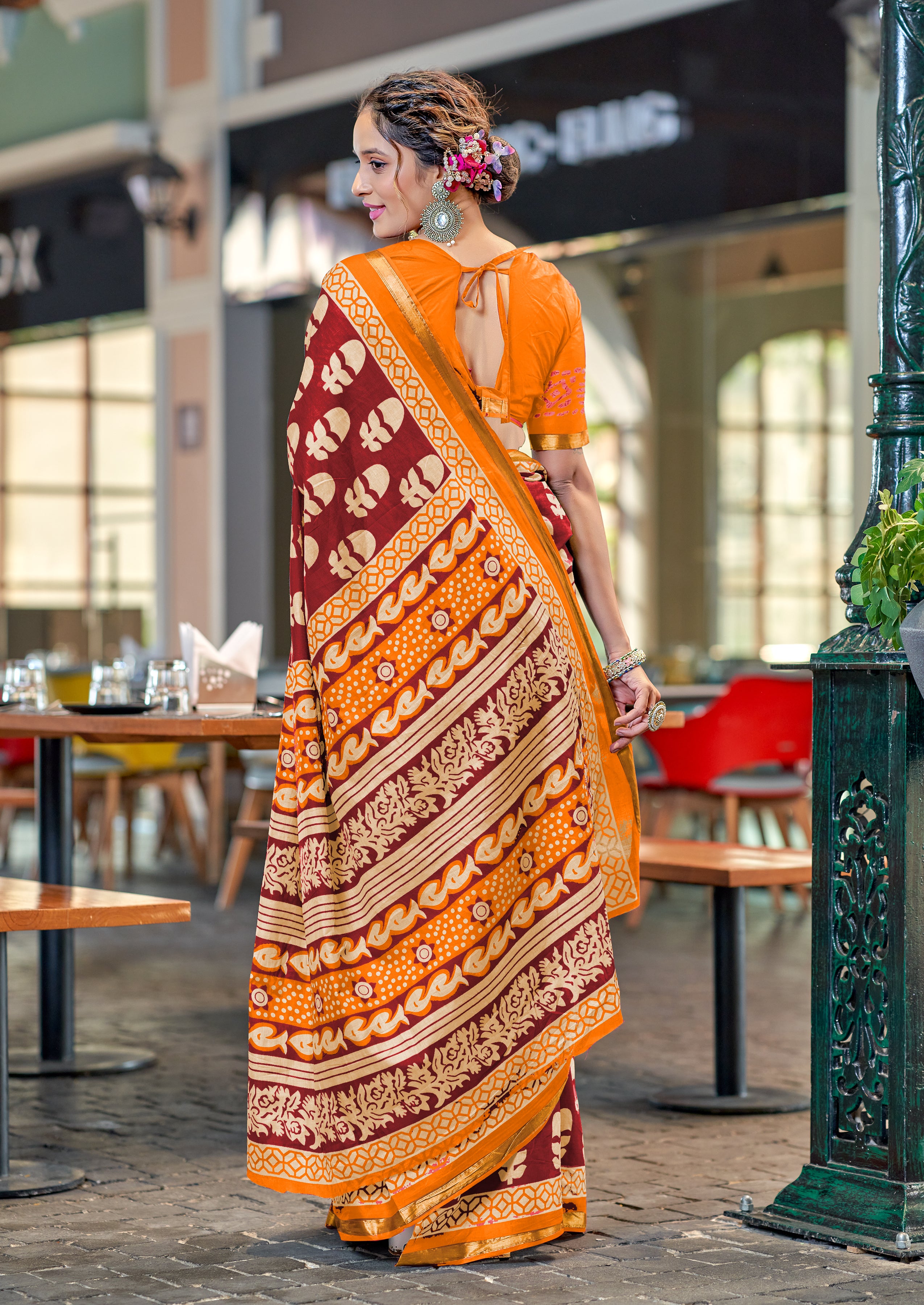 Fanciful 1-Minute Ready To Wear  Mul Cotton Digital Printed Saree