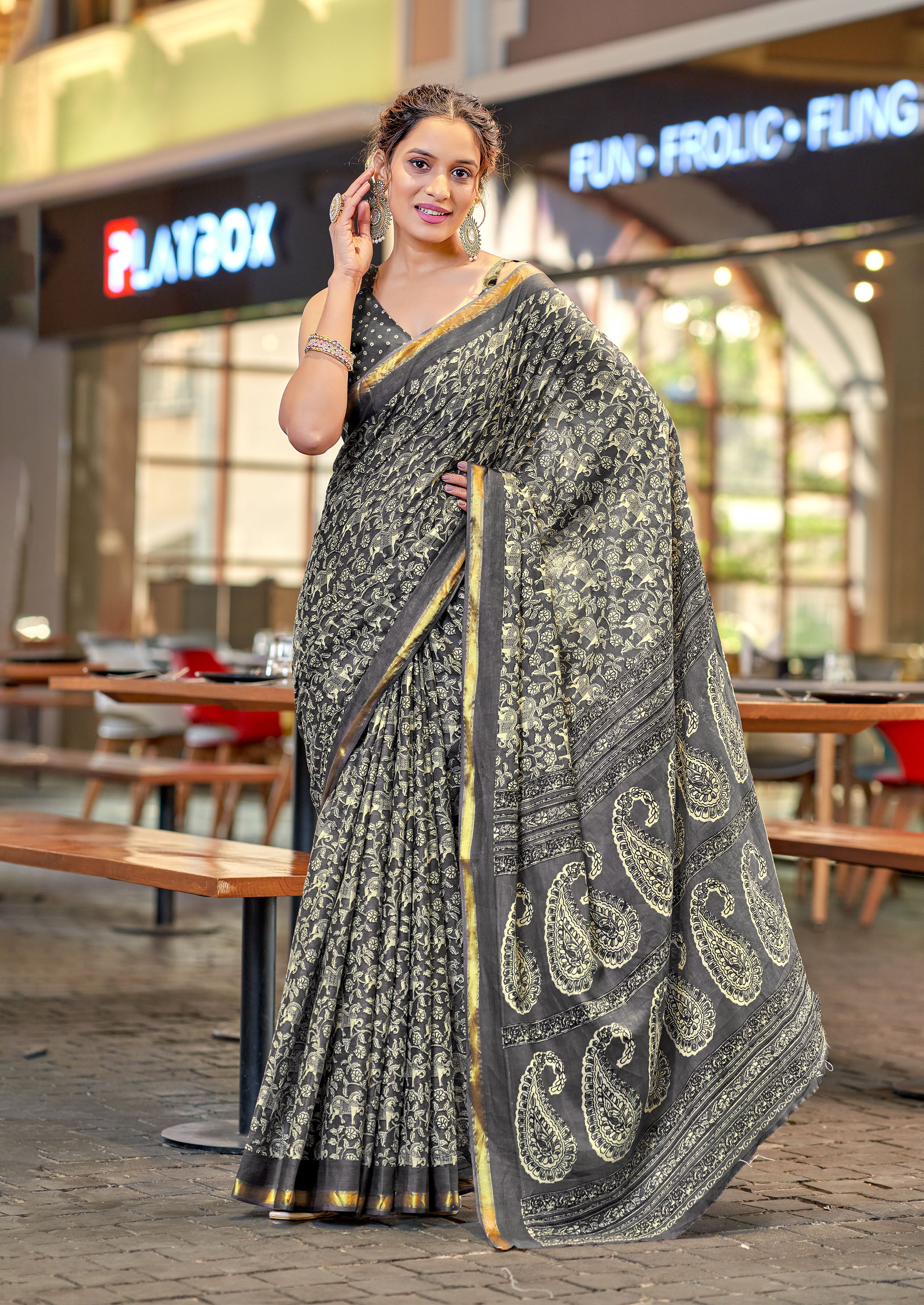 Innovative 1-Minute Ready To Wear Pure Cotton Printed Saree