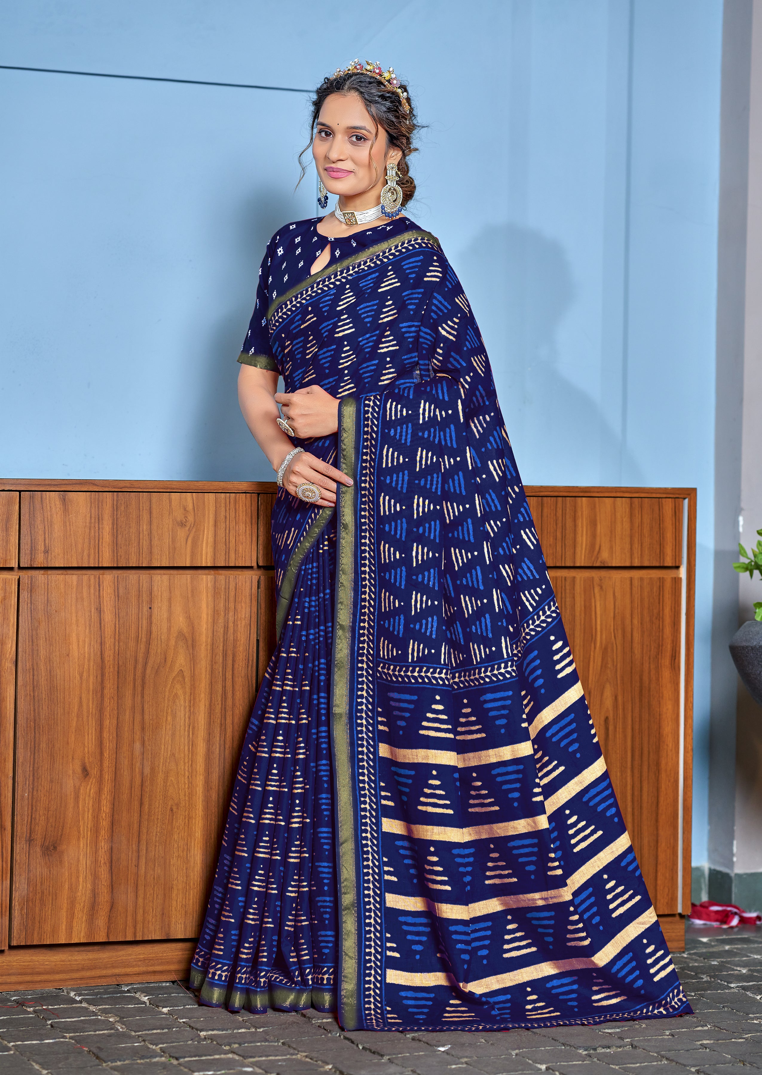 Appealing 1-Minute Ready To Wear Mul Cotton Digital Printed Saree