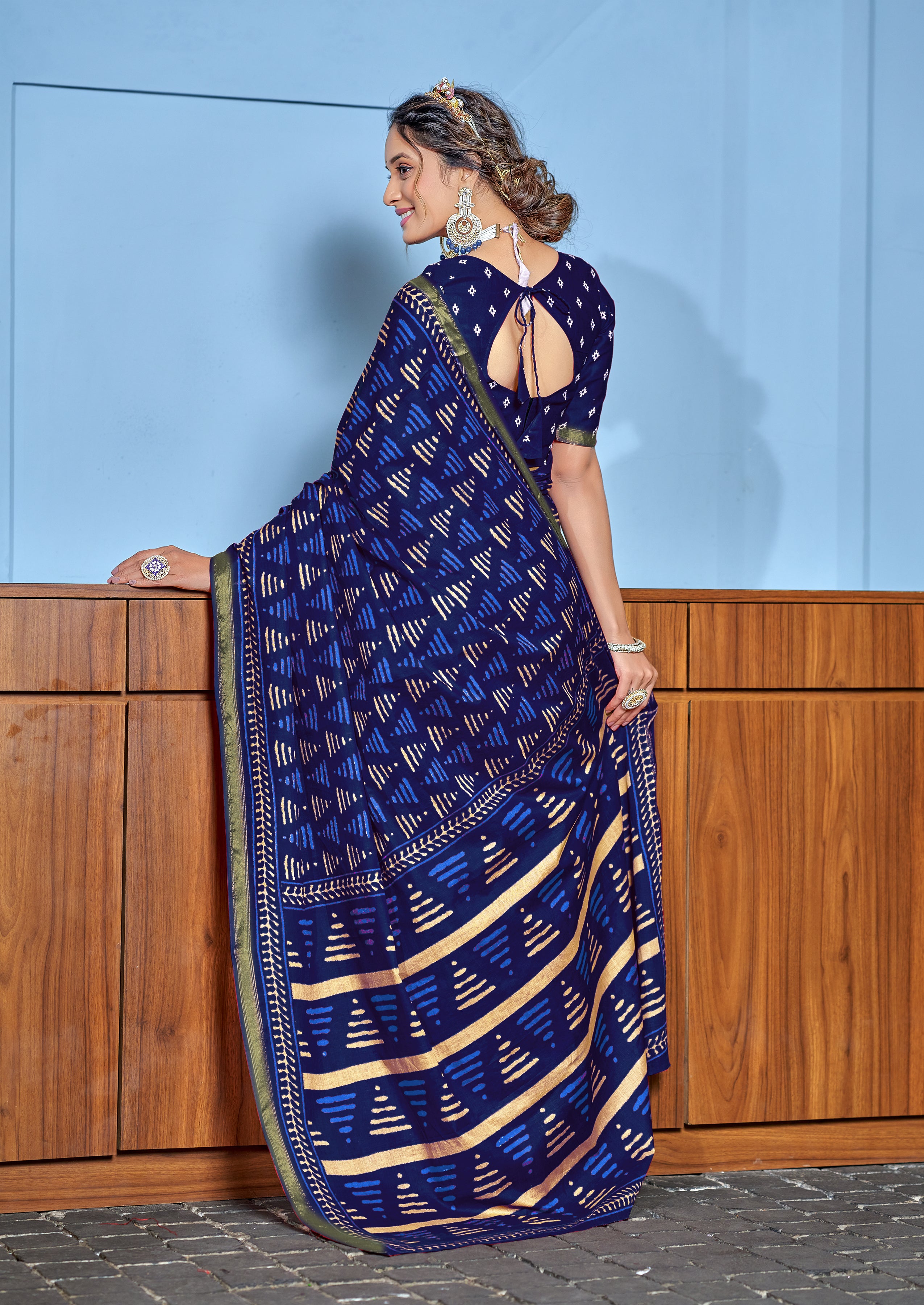 Appealing 1-Minute Ready To Wear Mul Cotton Digital Printed Saree