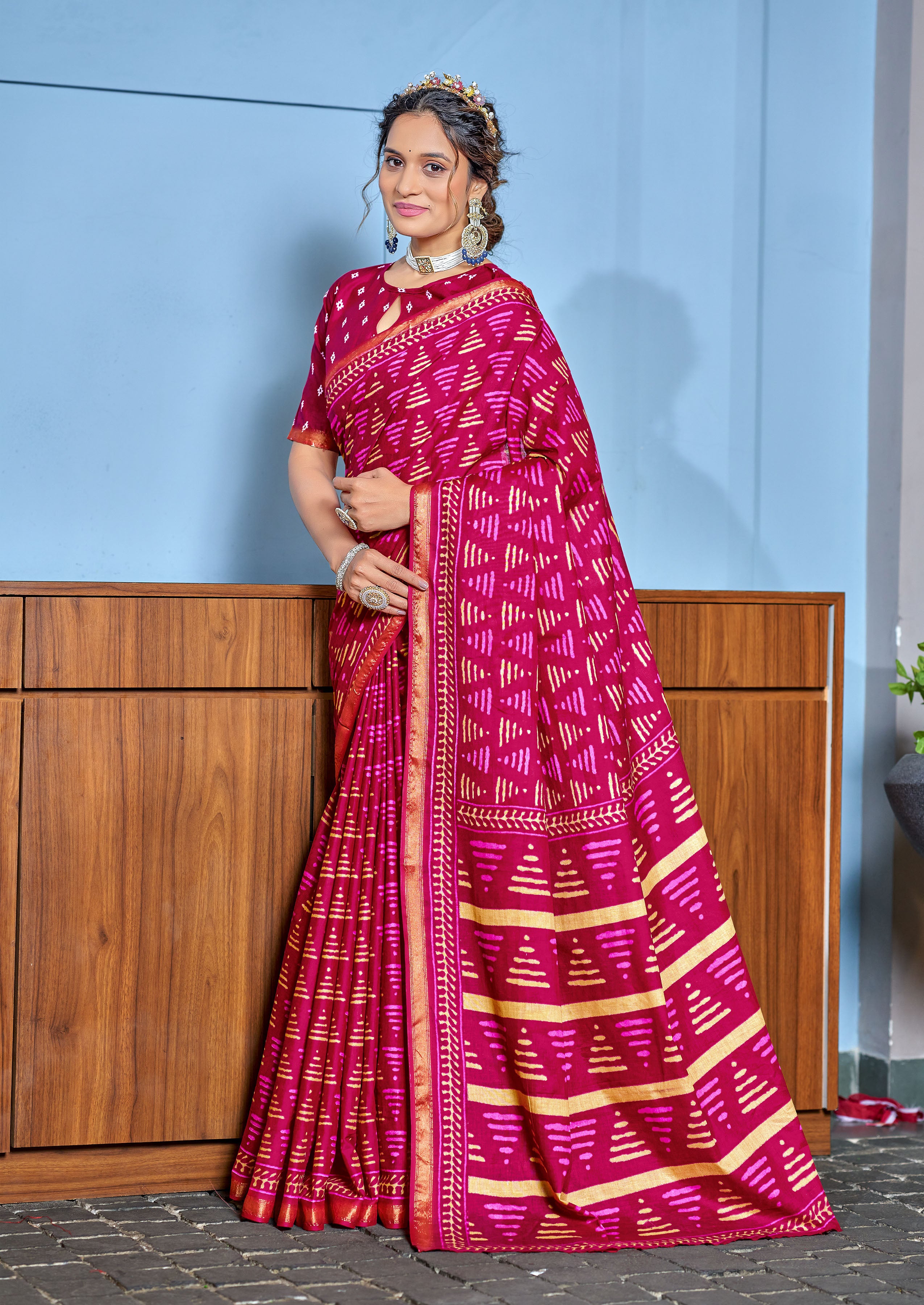 Energetic 1-Minute Ready To Wear Mul Cotton Digital Printed Saree