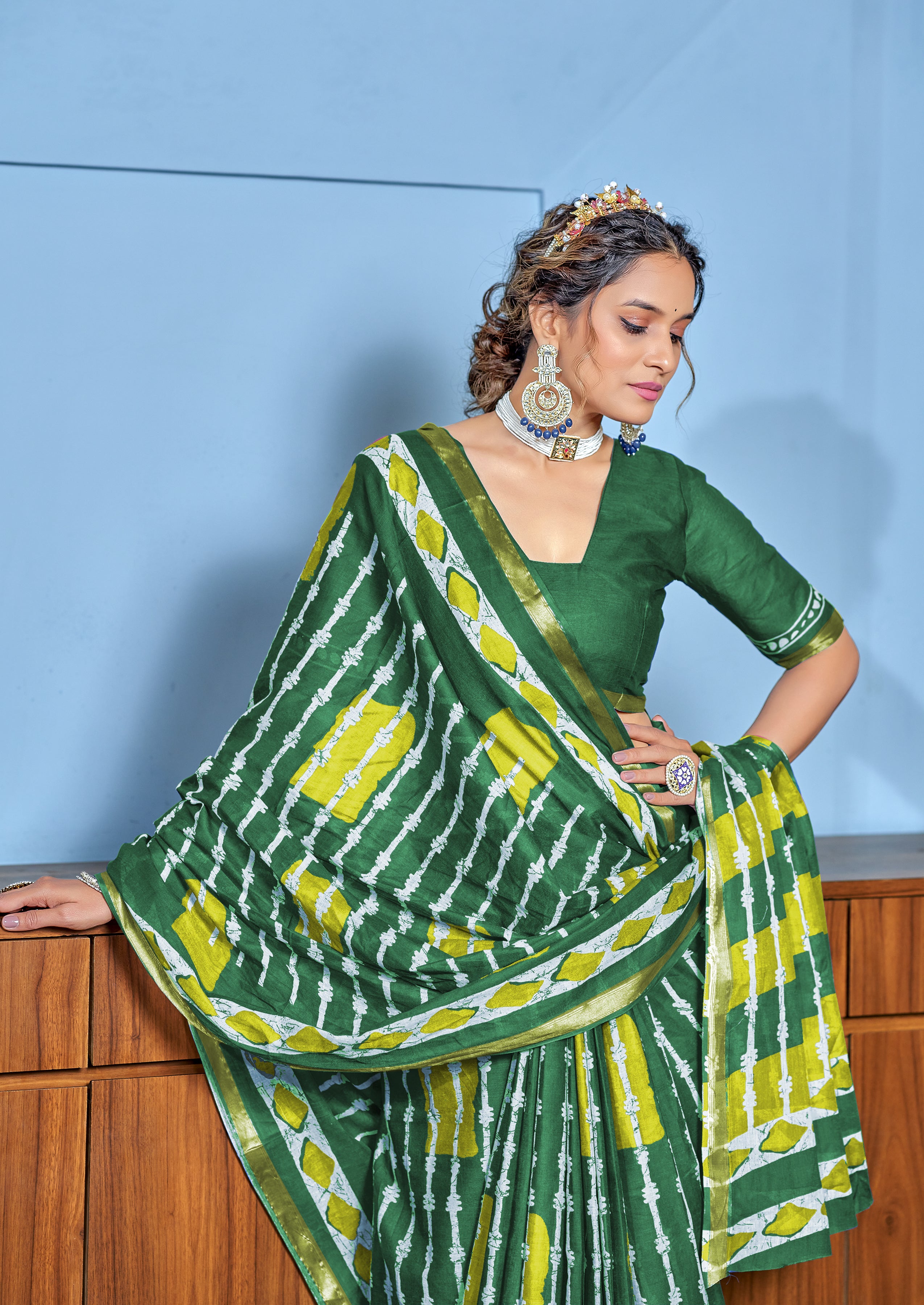 Pretty 1-Minute Ready To Wear Mul Cotton  Printed Saree