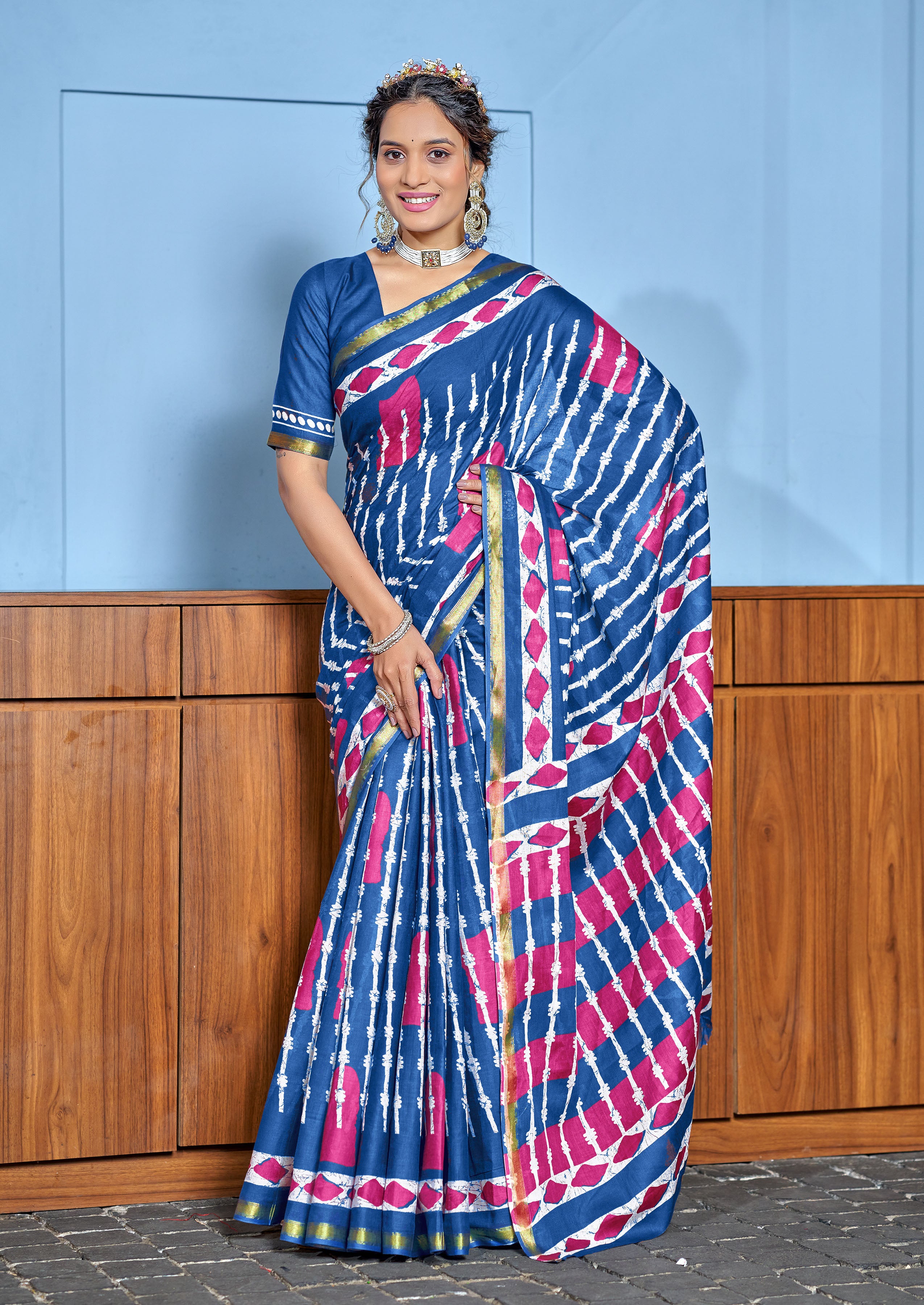 Adorning 1-Minute Ready To Wear Mul Cotton Digital Printed Saree