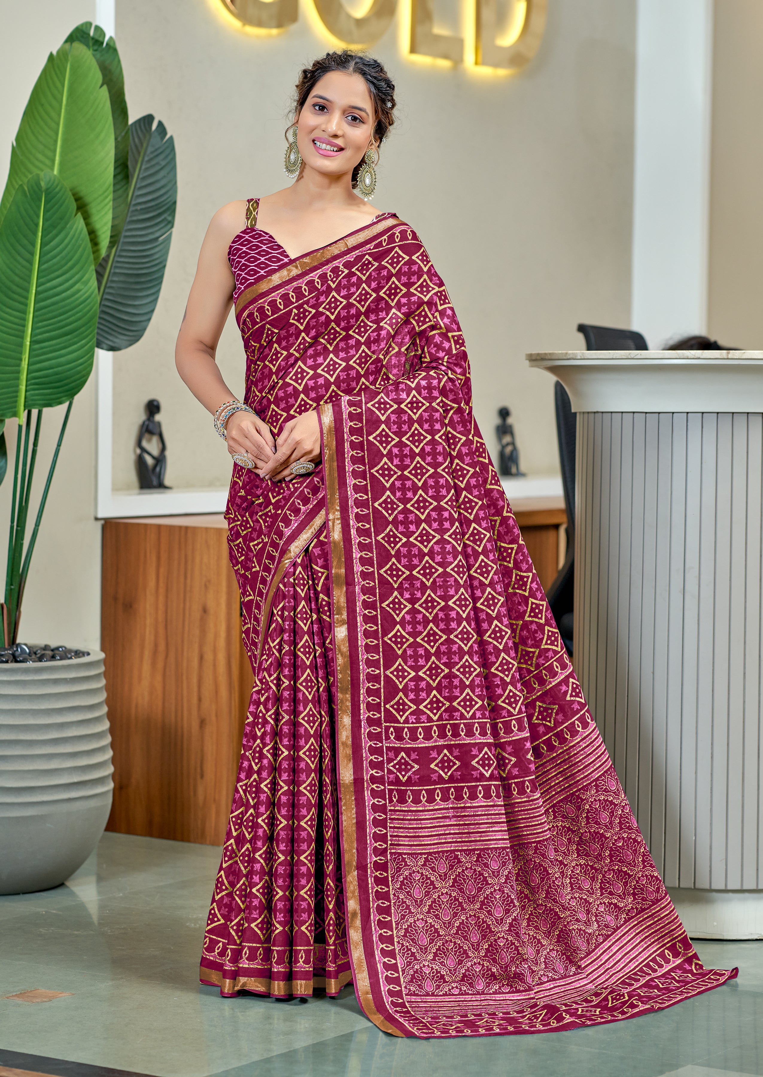 Elegant 1-Minute Ready To Wear Mul Cotton Digital Printed Saree