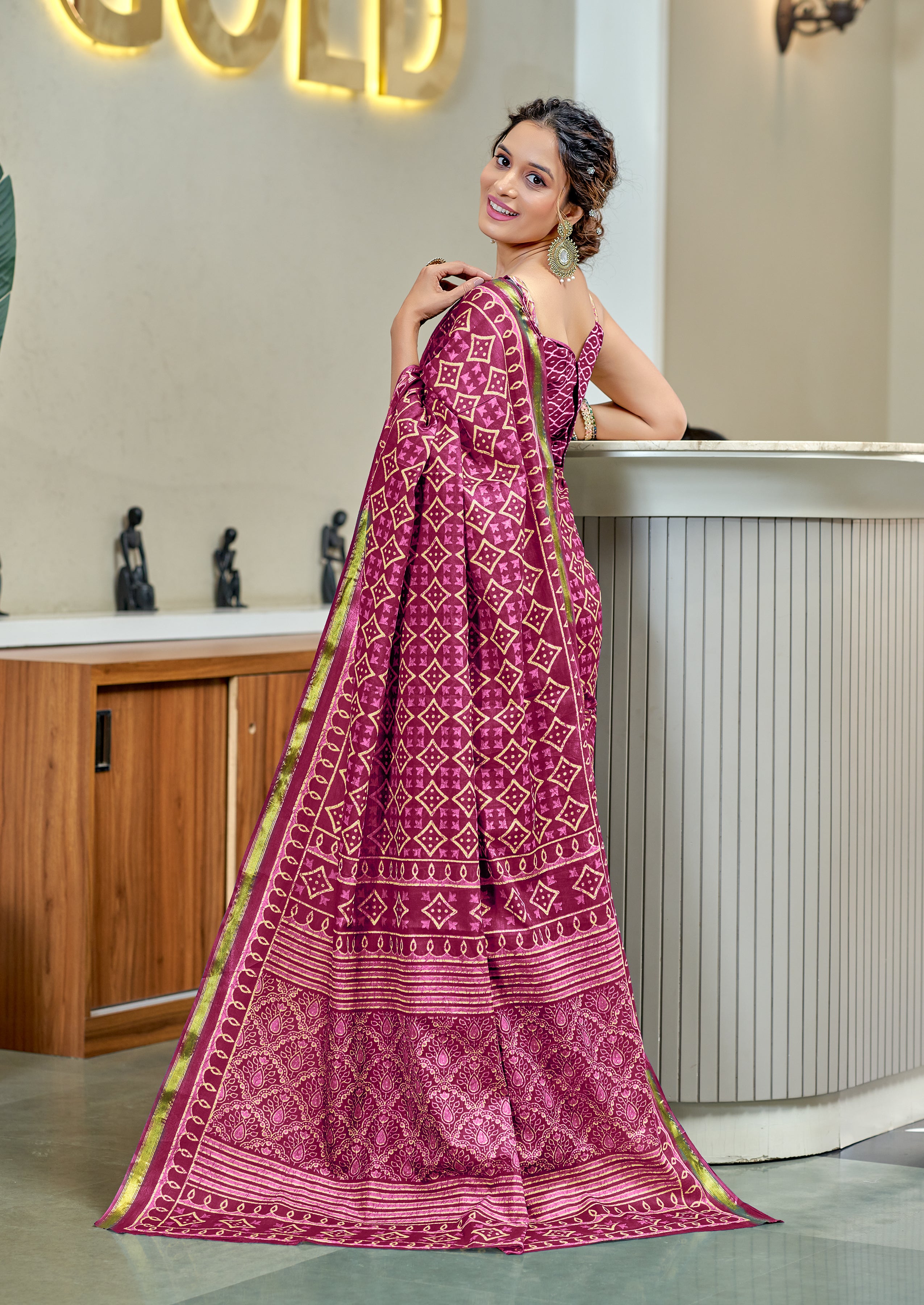 Elegant 1-Minute Ready To Wear Mul Cotton Digital Printed Saree