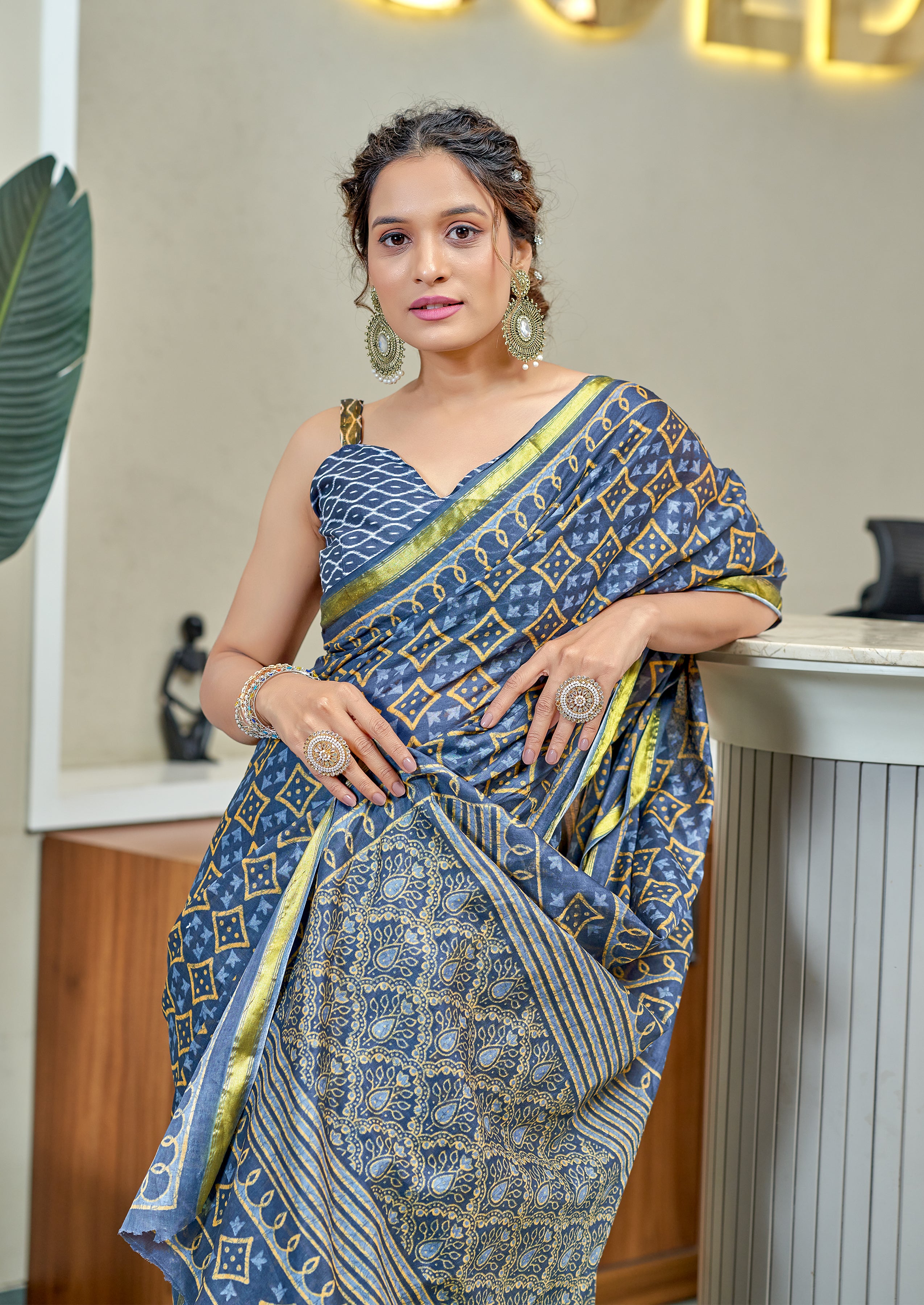 Trendy 1-Minute Ready To Wear Mul Cotton Printed Saree