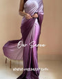 1-MIN READY TO WEAR  Black Currant Ombré Crepe Silk Saree with Handmade Tassels on Pallu