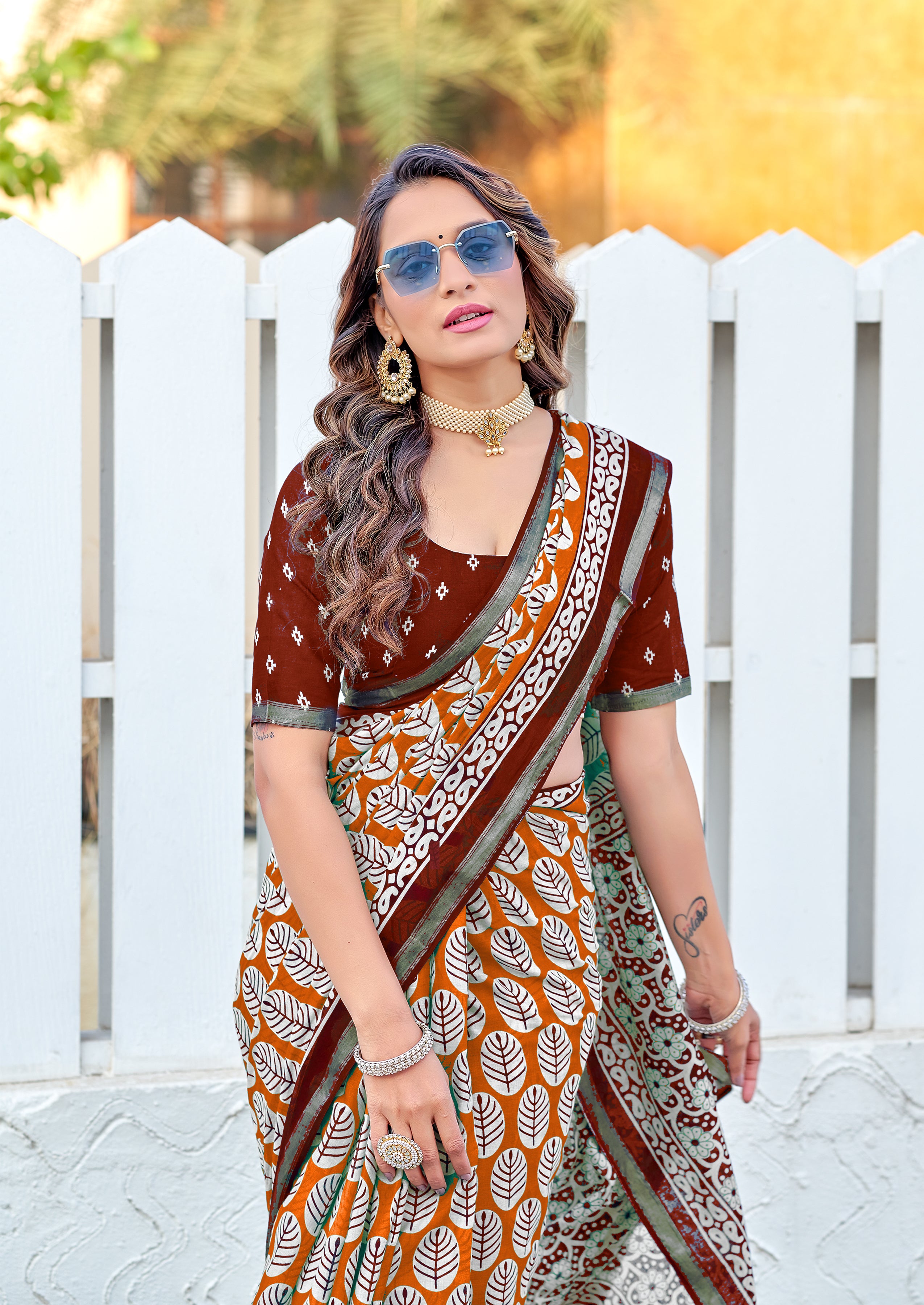 Ethnic 1-Minute Ready To Wear Mul Cotton Digital Printed Saree