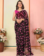 Ebony Black  1-Minute Ready To Wear  Georgette Saree