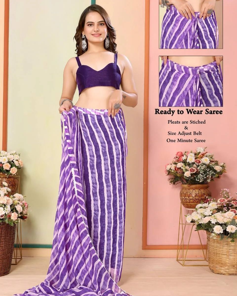 Orchid  1-Minute Ready To Wear  Georgette Saree