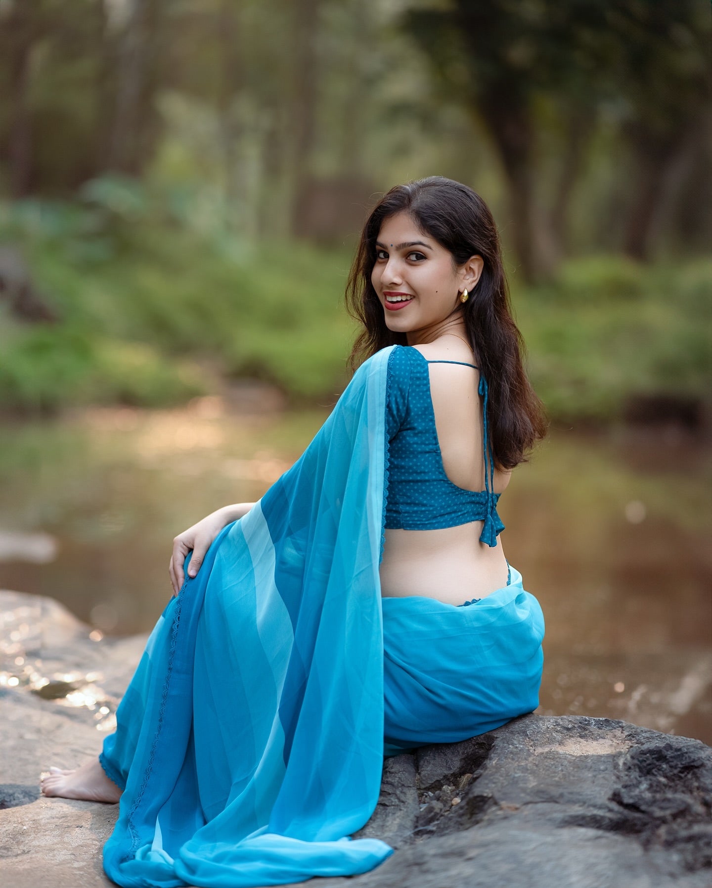 Blue 1-Minute Ready To Wear  Georgette Saree
