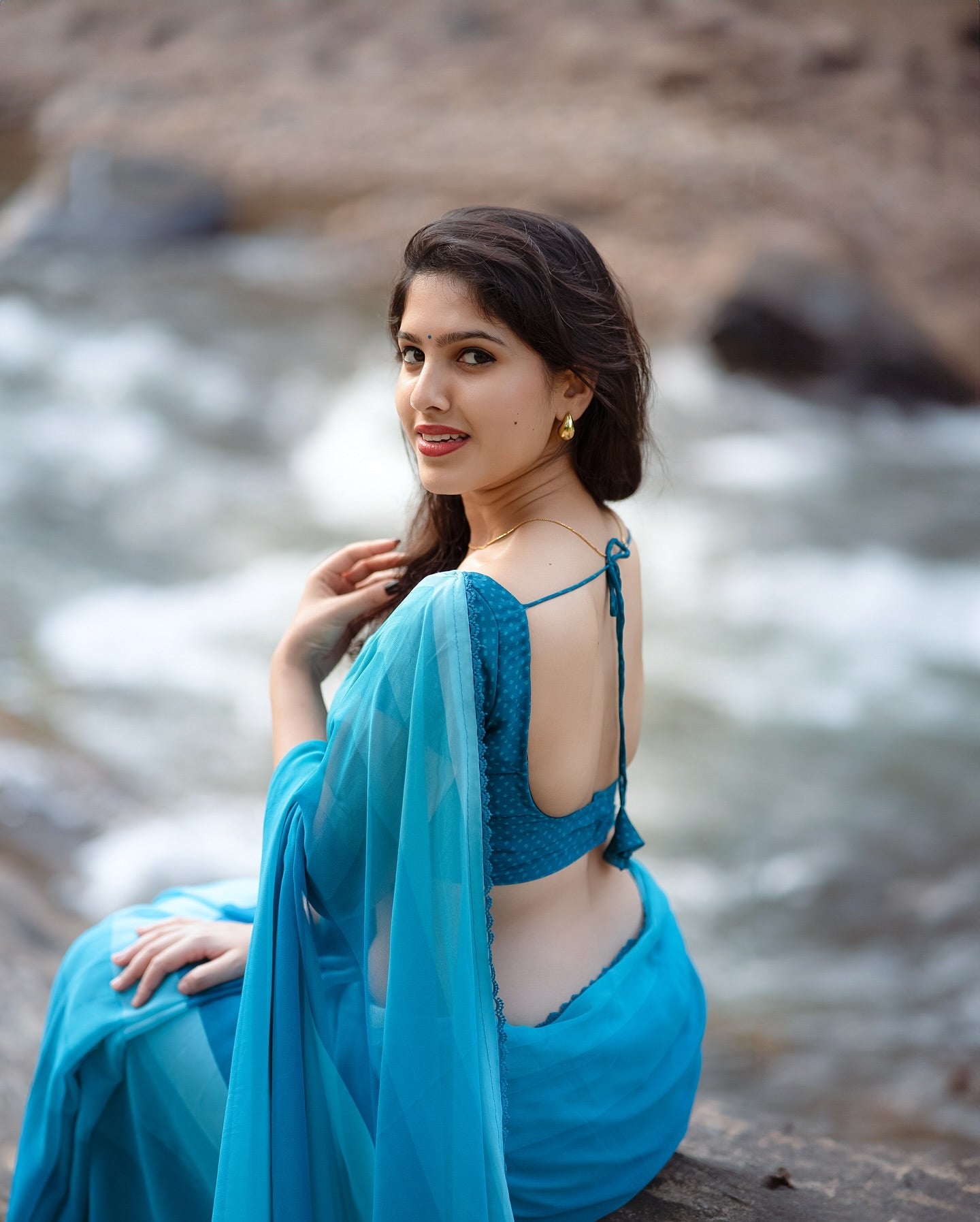 Blue 1-Minute Ready To Wear  Georgette Saree