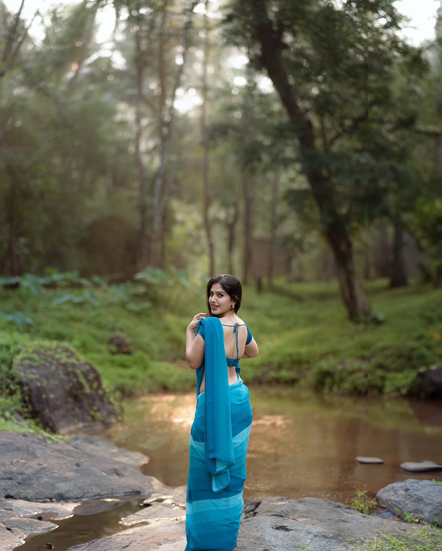 Blue 1-Minute Ready To Wear  Georgette Saree