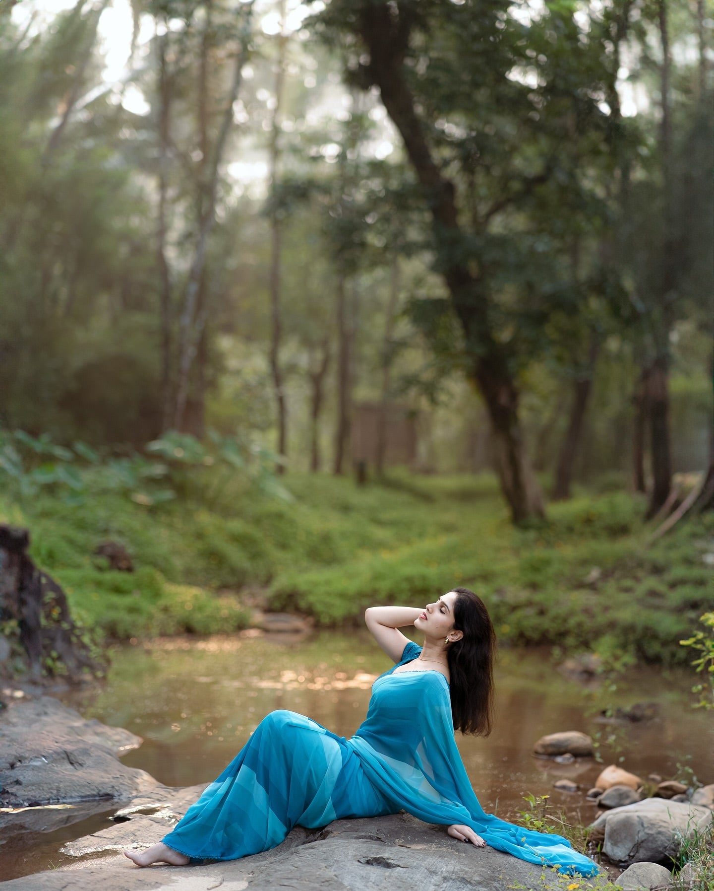 Blue 1-Minute Ready To Wear  Georgette Saree