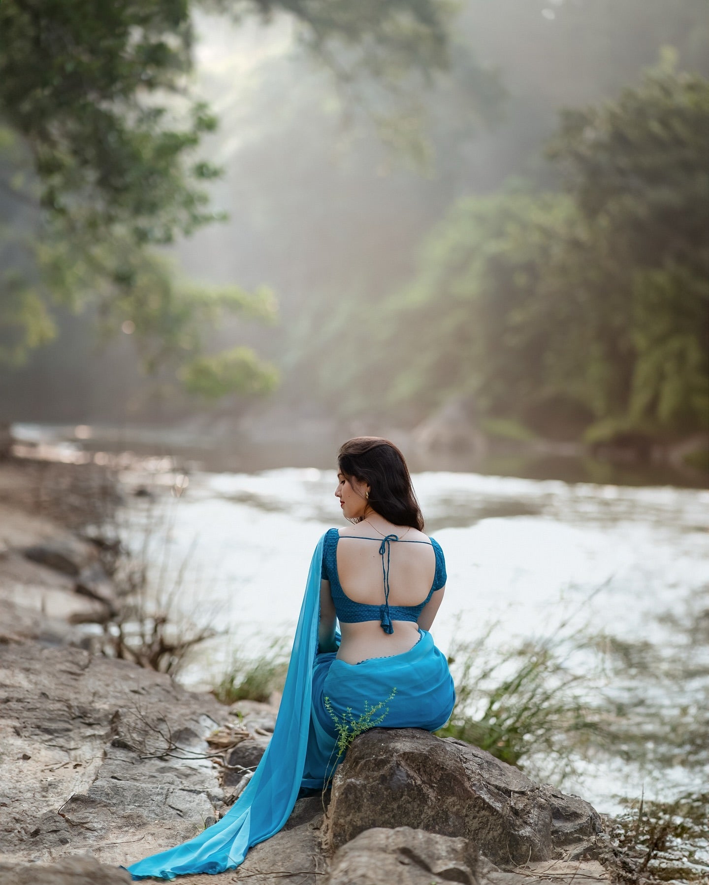 Blue 1-Minute Ready To Wear  Georgette Saree