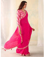 Pink Georgette  Chext Print Saree with Bangalori Silk Unstitch Blouse