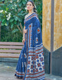 Gratifying 1-Minute Ready To Wear Blue Mul  Cotton  Printed Saree