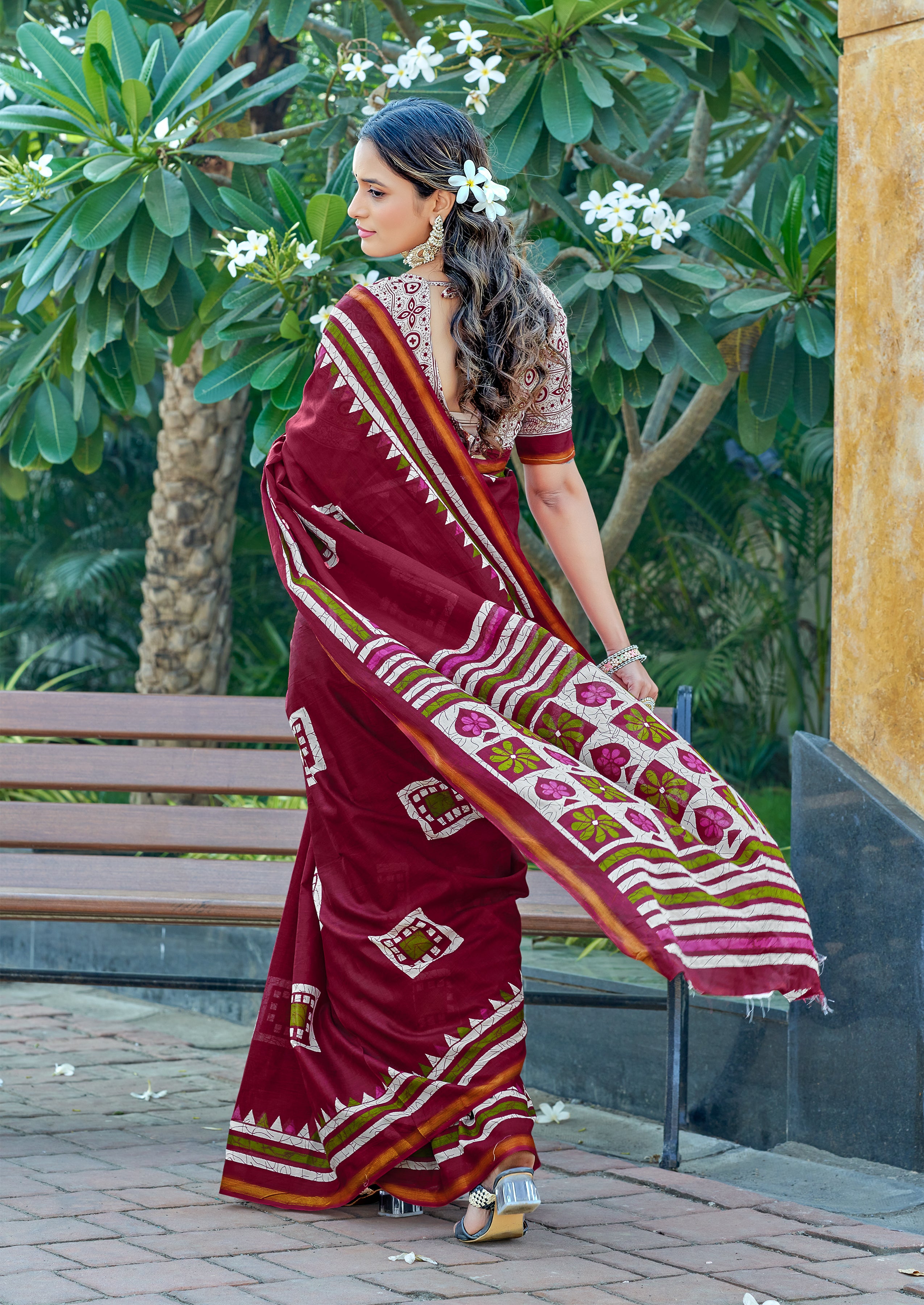 Unique 1-Minute Ready To Wear  Mul Cotton Digital Printed Saree