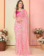 Magnificat 1-Minute Ready To Wear Pink Georgette Saree