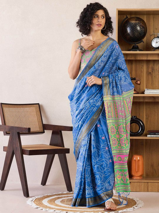 Bandhani Ready to Wear Saree With Blouse Piece