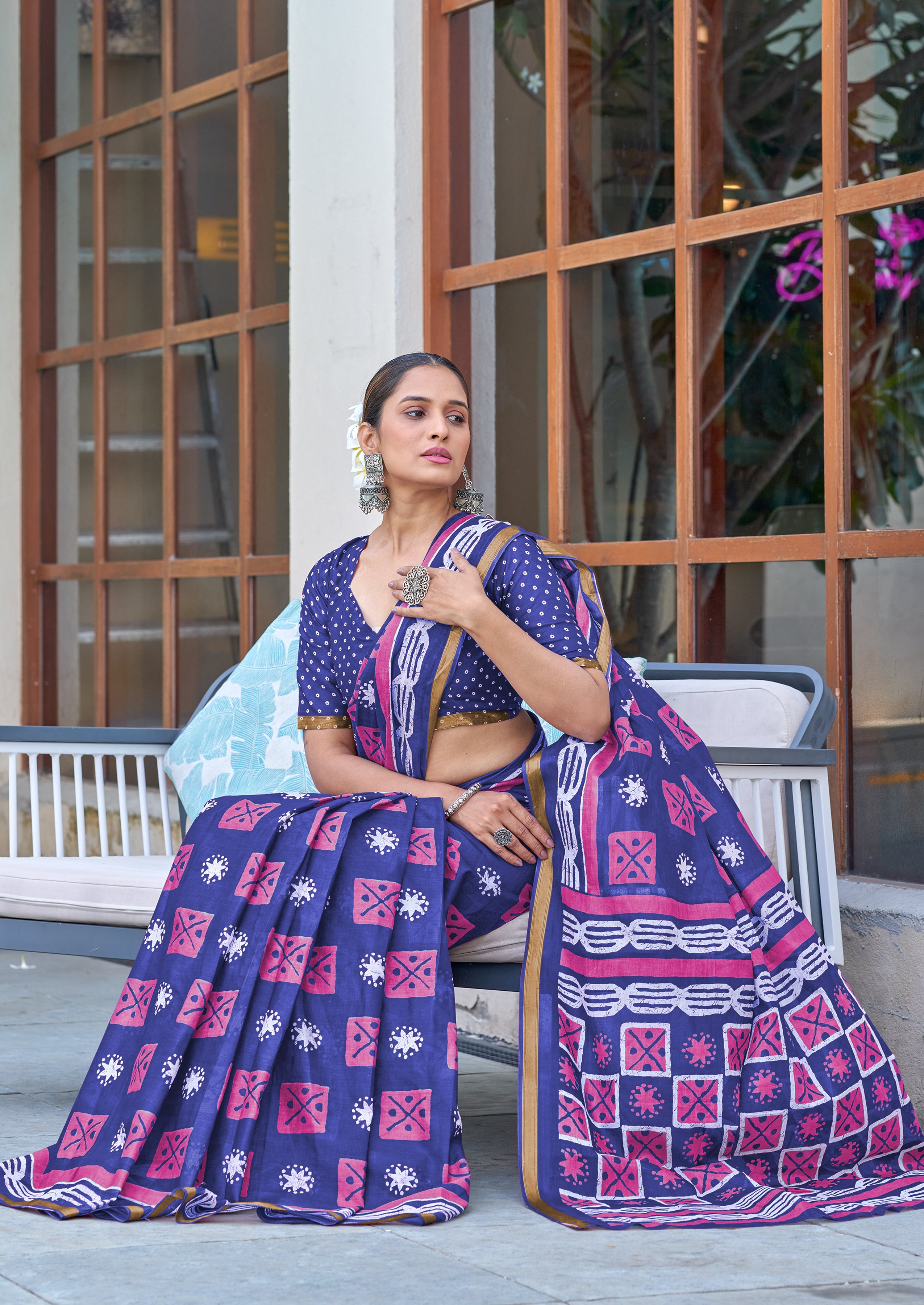 Opulent 1-Minute Ready To Wear Mul Cotton Digital Printed Saree