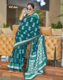 Excellent 1 Minute Ready To Wear Teal Color  Mul Cotton Printed Saree