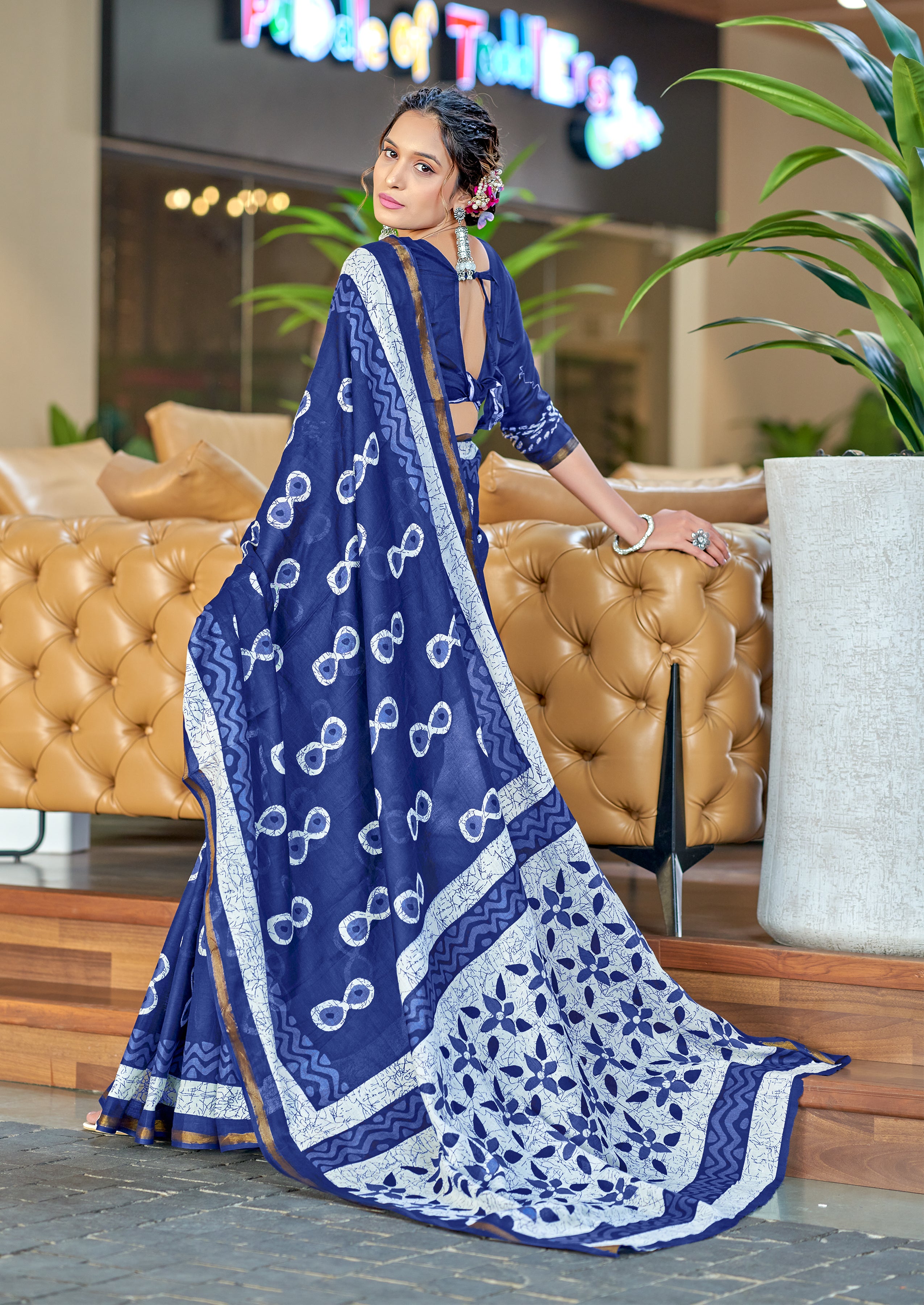 Opulent 1 Minute Ready To Wear Mul Cotton Printed Saree