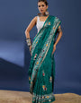 Batik Bloom in Teal Grace Cotton Saree