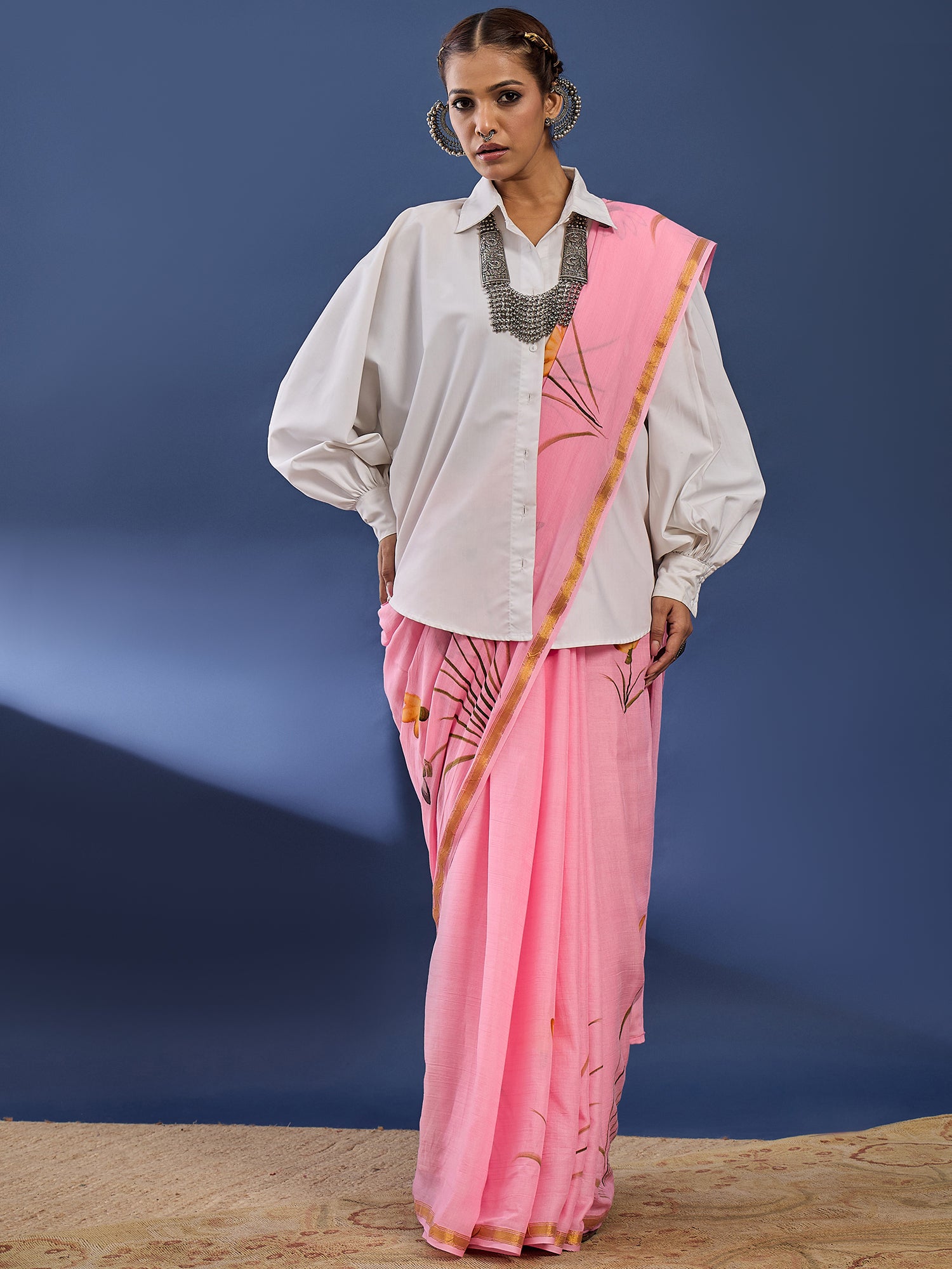 Bloom Hand-Painted Elegance Contemporary  Saree