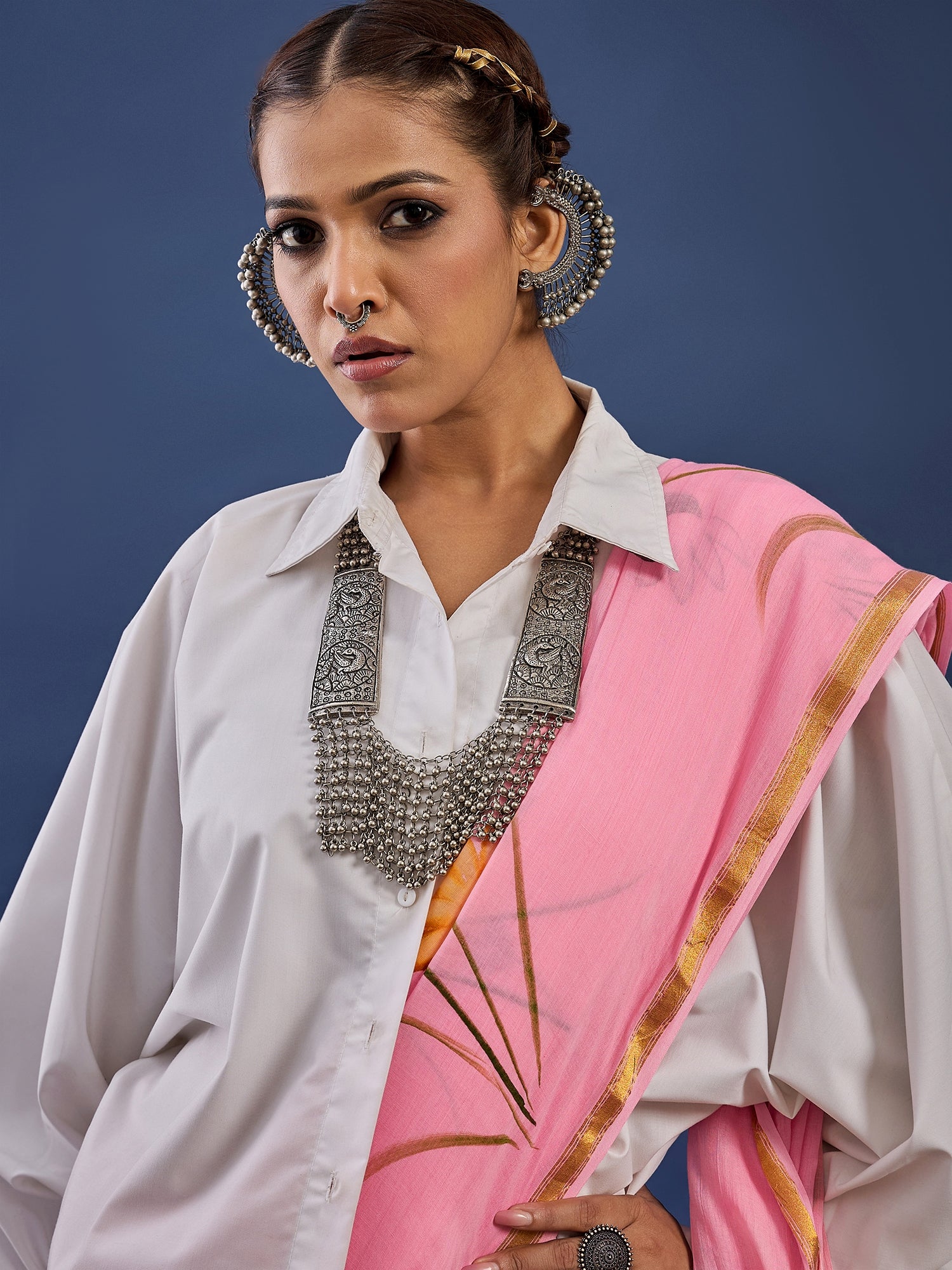 Bloom Hand-Painted Elegance Contemporary  Saree