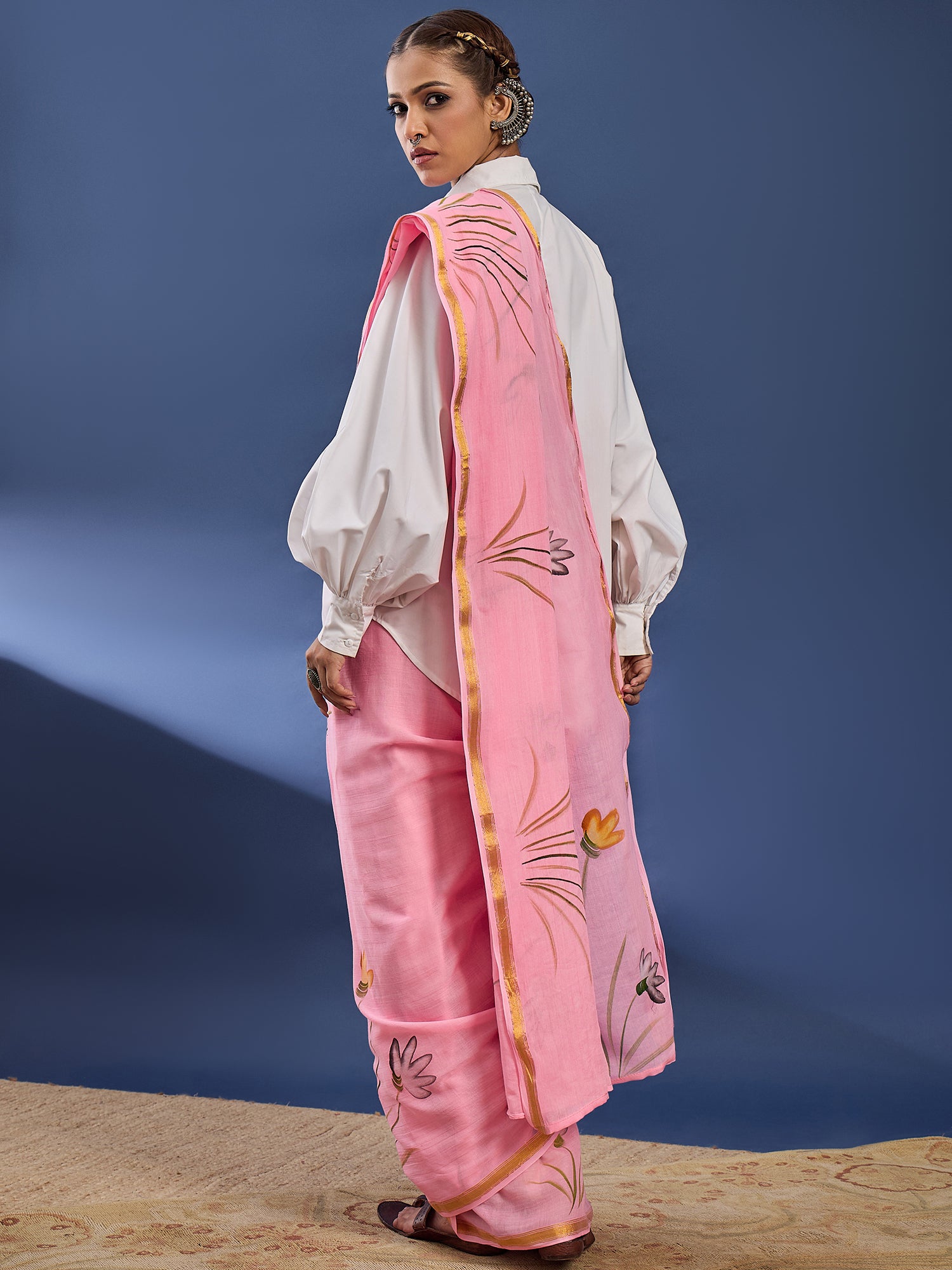 Bloom Hand-Painted Elegance Contemporary  Saree