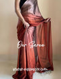 1-MIN READY TO WEAR  Espresso Martini Ombré Georgette Saree with Handmade Tassels on Pallu