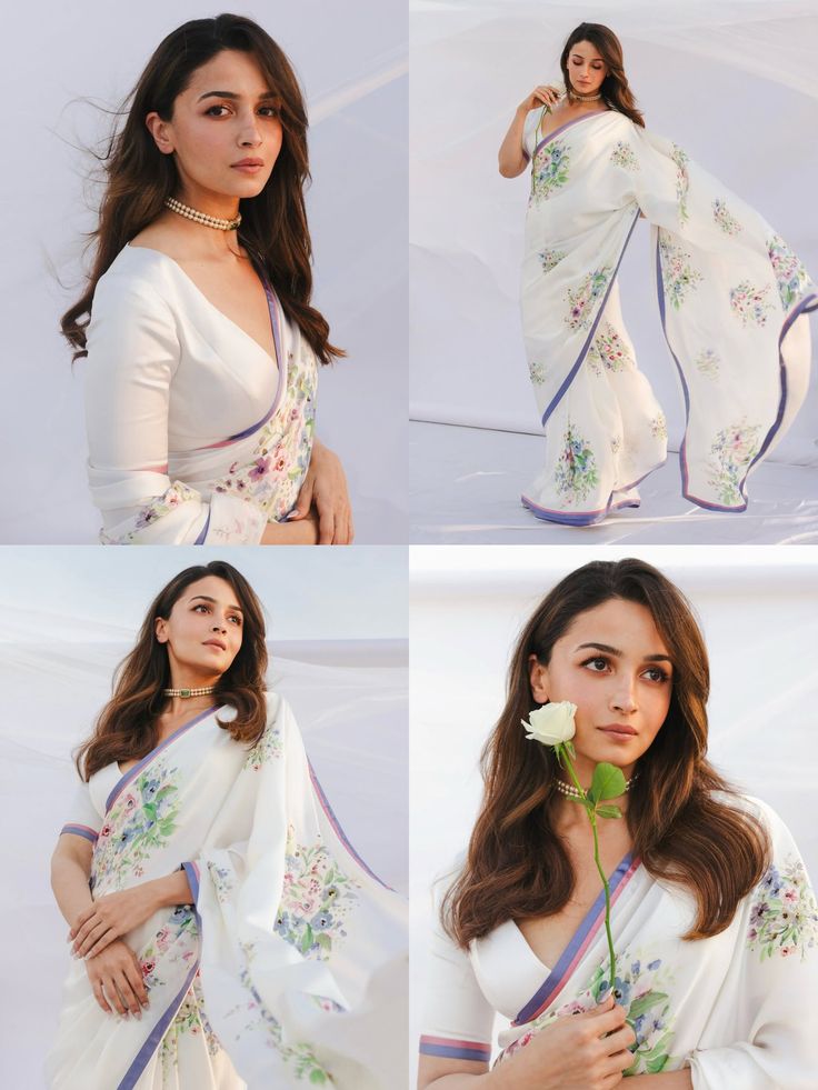 EXCLUSIVE ALIA BHATT  CREAMY LINEN DIGITAL PRINTED SAREE