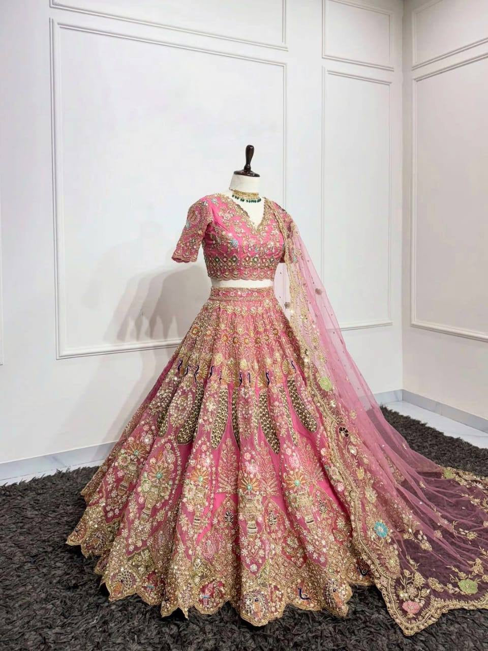 Heavy Butterfly Net Embroidery Sequence Work Lehenga with Blouse and Dupatta