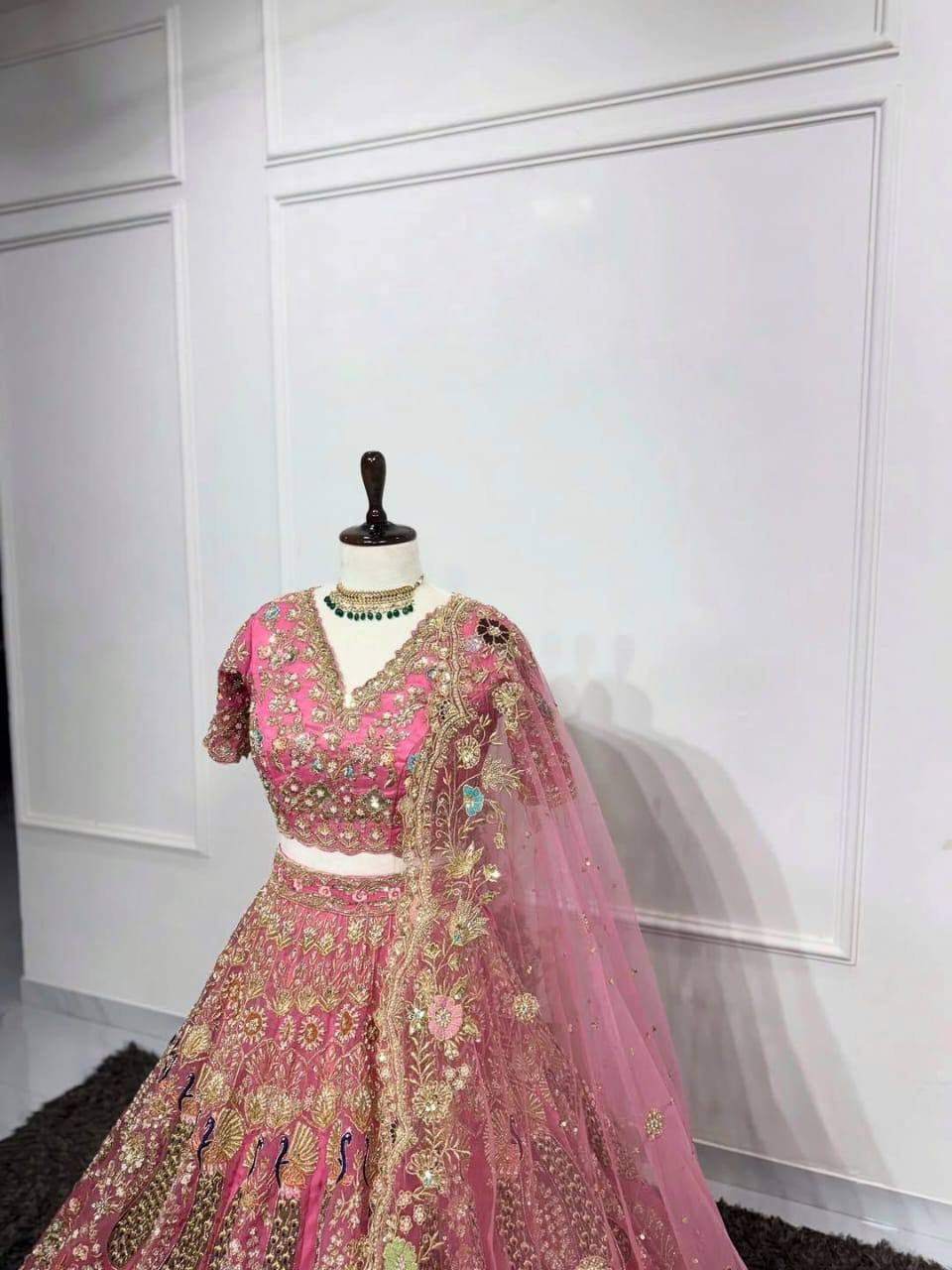 Heavy Butterfly Net Embroidery Sequence Work Lehenga with Blouse and Dupatta
