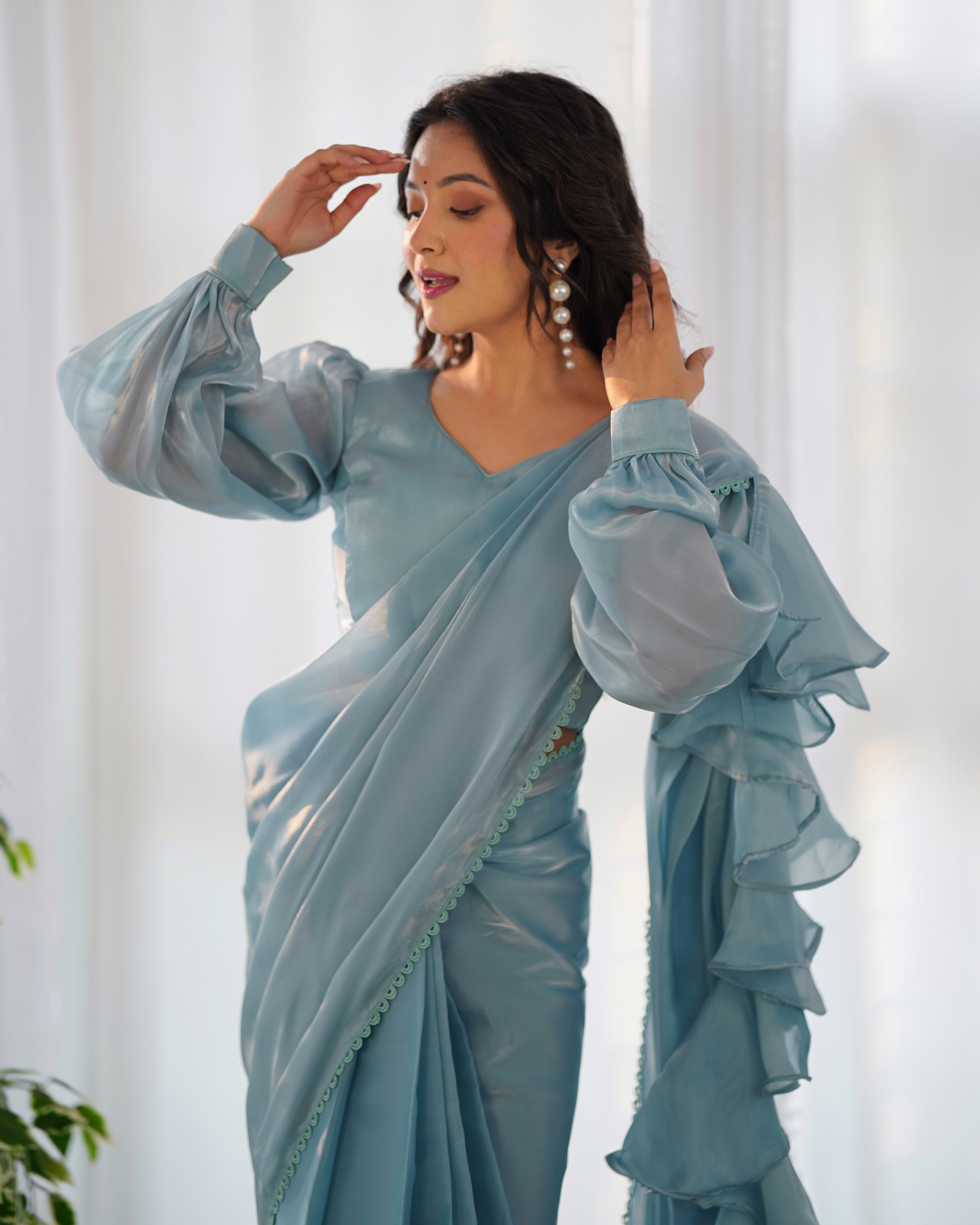 Sky Blue1-Ready To Wear Saree Jimmy Choo