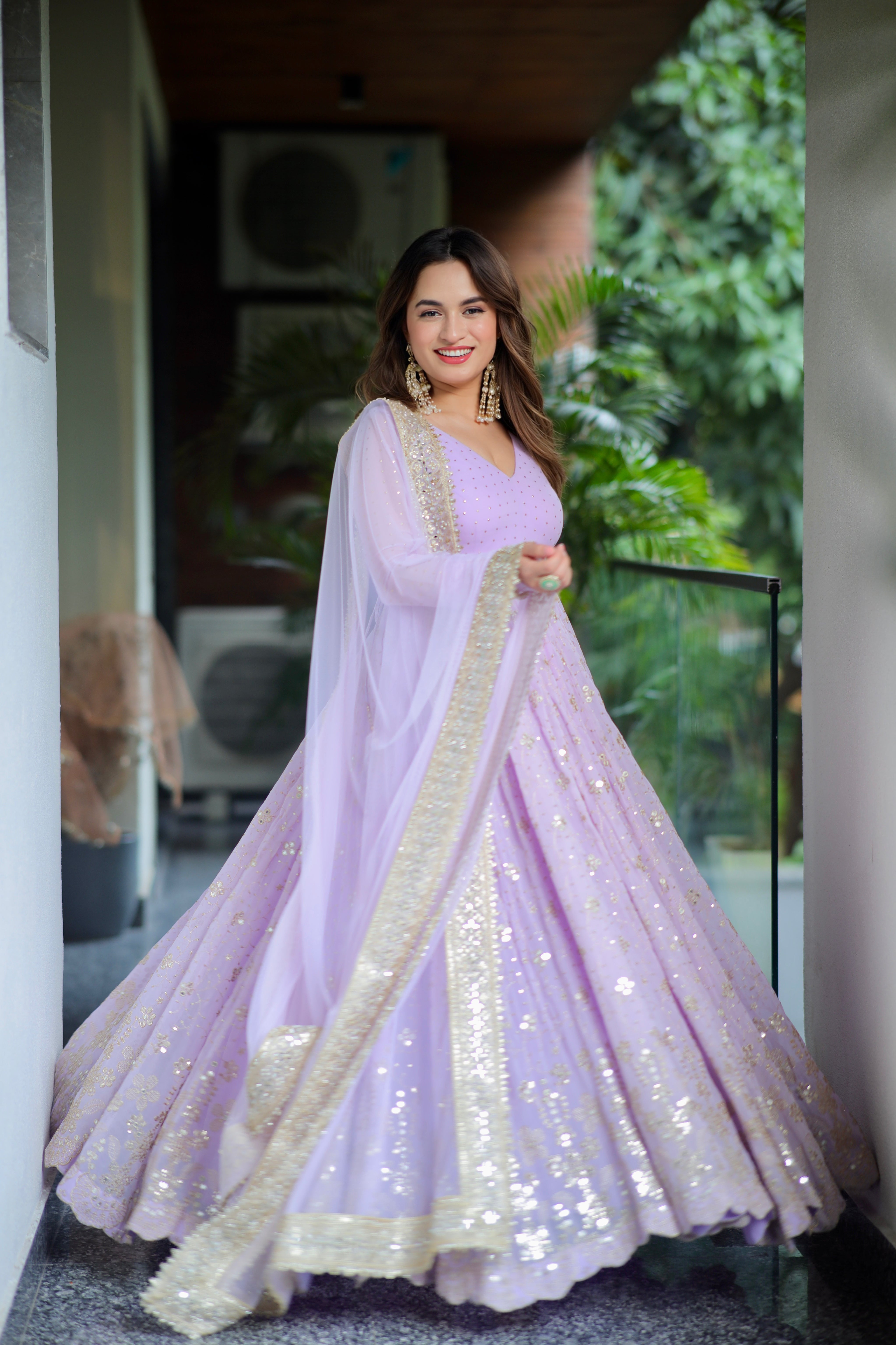 Premium Readymade Faux Blooming Anarkali Suit Set with Heavy Sequin and Zari Embroidery (3-Piece)