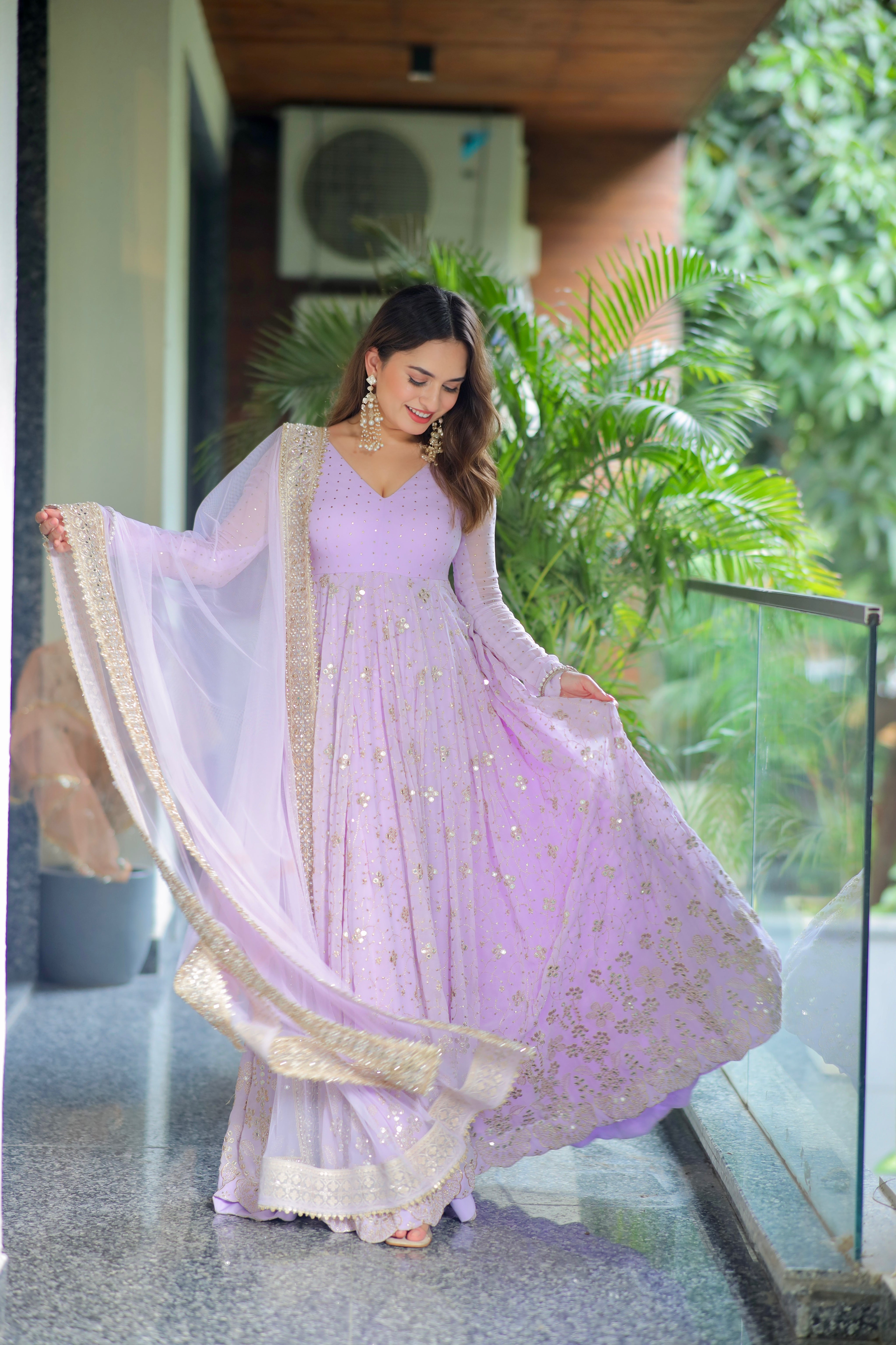 Premium Readymade Faux Blooming Anarkali Suit Set with Heavy Sequin and Zari Embroidery (3-Piece)
