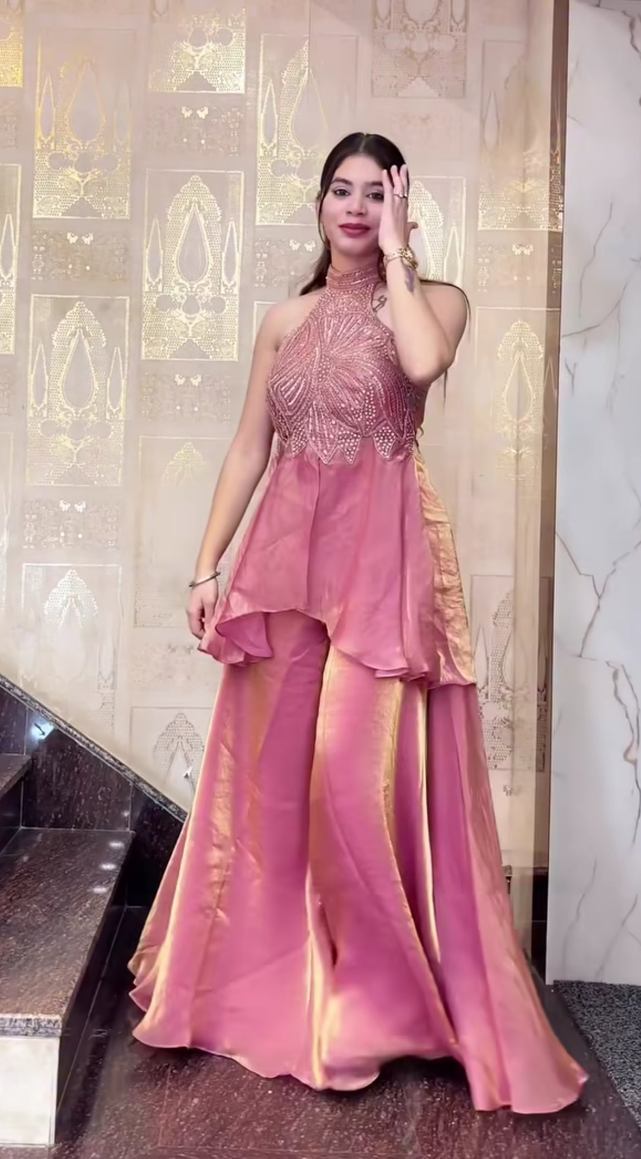 Regal Handwork Fandy Silk Sharara Set